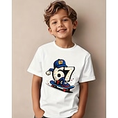 preiswerte Jungen 3D Lustiger Humor-Baumwolle Kinder Jungen Schwarz Weiß Grafik Lustiger Slang 67 T-Shirt Bluse Rundhalsausschnitt Kurzarm Outdoor Alltagskleidung Mode Streetwear Designer Drucken Sommer