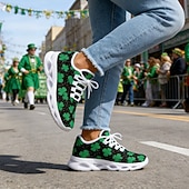 levne Dámská obuv-Dámské tenisky s motivem zeleného jetele ke Dni svatého Patrika – lehké prodyšné vycházkové boty s polstrovanou podrážkou, slavnostní sportovní styl na přehlídky, cestování, každodenní chůzi, cvičení a běžné nošení