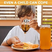 ieftine Ustensile Bucătărie &amp; Gadget-uri-Dozator de miere din sticlă fără picurare cu capac din plastic, dozator de sirop, borcan de miere cu cioc de turnare ușor, fără mizerie și convenabil pentru bucătărie, masă și micul dejun