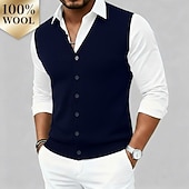 お買い得  メンズウールセーター-メンズ プレミアム ピュアウール カシミア カーディガン セーター Vネック クラシックニット ボタン 無地 ソフト 暖かい 通気性