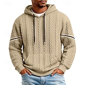 preiswerte Basic-Hoodies für Herren-Herren Jacquard Kapuzensweatshirt Pullover Kapuzensweatshirt Schwarz Weiß Marineblau Khaki Grau Mit Kapuze Einfach Patchwork Kängurutasche Strukturiert Lässig Täglich Sport &amp; Outdoor Streetwear Cool