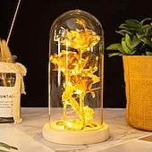 Недорогие Декоративные огни-Ночник с розой на День матери LED 21,5 * 11,5 см подарок для девушки жены и матери атмосферный светильник для спальни работающий от AAA батареи с прозрачной крышкой