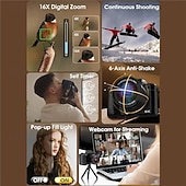 cheap Camera &amp; Photo-8K Mirrorless DSLR Camera with Optical Zoom Dual Front &amp; Rear Cameras Retro Design Beginner-Friendly HD Travel Vlogging Portable Photography Camera for Students Valentine's Day Gift