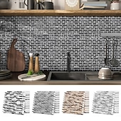 abordables Pegatinas de pared-Azulejos autoadhesivos de mármol para salpicadero, 10 hojas, para cocina, lavadero, caravana, alquiler, 12 x 12 pulgadas