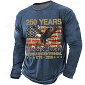  4η Ιουλίου 2026 250η Ημέρα Μνήμης Ανδρικό T-Shirt Στρογγυλή λαιμόκοψη Μακρυμάνικο με 3D εκτύπωση Casual Καθημερινό