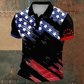  4 luglio 2026 250° Per uomo Bandiera Americana Polo Manica Corta Magliette polo Bavero Casual Athleisure Abbigliamento quotidiano Abito da festa Stampa 3D Bottoni Estate Blu Bianco Giallo