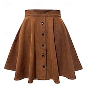 preiswerte Lässige Röcke-Damen Mode Lässig Mini Hohe Taille Röcke Einfach Patchwork Mikroelastisch Täglich Straße Schwarz Fuchsie Khaki Beige Frühling Polyester