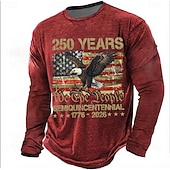  4η Ιουλίου 2026 250η Ημέρα Μνήμης Ανδρικό T-Shirt Στρογγυλή λαιμόκοψη Μακρυμάνικο με 3D εκτύπωση Casual Καθημερινό