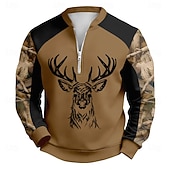 Χαμηλού Κόστους Κυνηγετικά Φούτερ-Ανδρικά Ελάφι Πουλόβερ Τροπικό 3D Κυνήγι Ζιβάγκο ΕΞΩΤΕΡΙΚΟΥ ΧΩΡΟΥ Streetwear Καφέ Κουμπώσου Φθινόπωρο Χειμώνας Σχεδιαστής Τ M L XL XXL 3XL