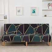 abordables Couverture du canapé Futon-Housse de canapé-lit extensible en tissu imprimé, disponible en 3 tailles différentes, housse de canapé sans accoudoirs, housse de banc élastique, protection décorative pour le Nouvel An, décoration