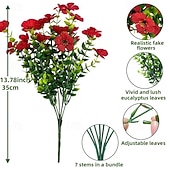 abordables Sztuczne kwiaty-10 Bundles Artificial Flowers Fake Plants - Fake Flowers Outdoor Artificial Plants Flowers Eucalyptus Leaves DIY Wedding Garden Porch Window Box Pot Planters Decor Room Decor Home Decor Valentine's Day