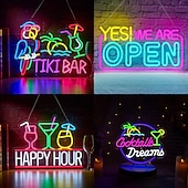voordelige Decoratieve lichten-bar papegaai kokosboom cocktail led neon lichtreclame dimbaar usb voeding voor wanddecoratie hawaï zwembad tiki bar feest binnen slaapkamer woonkamer eetkamer mancave decoratie cadeau