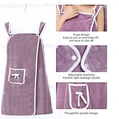 お買い得  浴室用ガジェット-プラスサイズの女性用ウェアラブルシャワースカート、厚手のコーラルフリースバスラップローブ、大人の女性用吸水性ウェアラブルタオルスカート、家庭用入浴シャワースパ用