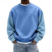 olcso Alap pulóverek-Férfi Pulóver Lóhere Világoskék Terített nyak Sima Kollázs Színes Hétköznapi Napi Sport &amp; Szabadtéri Utcai sikk Menő Sportruházat Minden évszak Ruházat Pulcsik Pulóverek Hosszú ujj