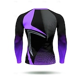 Недорогие Футболки и майки для бега-Муж. Футболка для бега Компрессионная футболка 3D печать Длинный рукав Основной слой Весна Осень Геометрический принт Быстровысыхающий Сжатие видеоизображений Для тренировки Power Flex Влагоотводящие