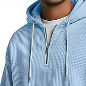 economico felpe con cappuccio da uomo di base-Per uomo Felpa con cappuccio Felpa con cappuccio a nido d'ape Blu Nero Verde chiaro Verde militare Viola Con Cappuccio Semplice Tasca a marsupio Sport &amp; Outdoor Casuale Quotidiano senza stampa