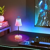 tanie Lampy stołowe-Lampka nocna reagująca na gesty, z regulowanym na wysokość drążkiem, zmieniająca 7 kolorów &amp;Lampa stołowa z 3 trybami RGB i bezdotykowym sterowaniem gestami, bezstopniowo ściemnialna lampka nocna do
