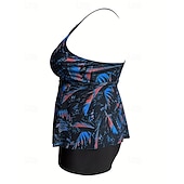 abordables Surf Tankinis &amp; Bikinis-Femmes Maillot de bain 2 Pièces Tankini grande taille Tropical Ultra Léger (UL) Contrôle du ventre Élastique Sans manches Maillot de Bain Surf Plongée en apnée Été