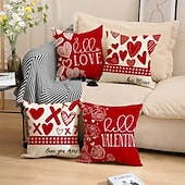 cheap Throw Pillows,Inserts &amp; Covers-Valentine's Day Heart Pillow Cover, Red Heart-Shaped Cushion, Cozy Throw Pillow for Sofa, Romantic Atmosphere Decor for Living Room and Bedroom