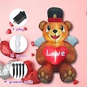 זול אורות נוף-קישוט מתנפח ליום האהבה בגודל 1.2 מטר עם אורות לד, דובי מחזיק לב, מסיבה פנימית/חיצונית, חתונה, הצעת נישואין, מדשאה, חצר, אביזרי אווירת חג