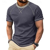 ieftine tricouri de bază-Bărbați Tricou Manșon scurt Stil Nautic Vară Primăvară Culoare solidă Elegant Neutru Zilnic Crewneck Casual Casă În aer liber Roșu Top tricou pentru bărbați