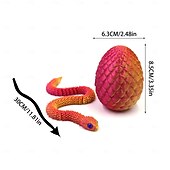 cheap Easter-Easter Eggs, Snake Egg with 3D Printed Snake, Year of The Snake 2025, 3D Printed Snake, Executive Desk Toys, Articulated Snake, Fidget Toys Gifts for Easter Adults