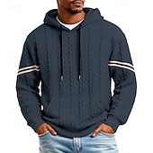 preiswerte Basic-Hoodies für Herren-Herren Jacquard Kapuzensweatshirt Pullover Kapuzensweatshirt Schwarz Weiß Marineblau Khaki Grau Mit Kapuze Einfach Patchwork Kängurutasche Strukturiert Lässig Täglich Sport &amp; Outdoor Streetwear Cool