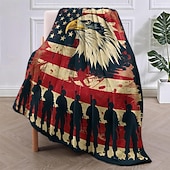 abordables Mantas y colchas-Mantas de vellón Manta para sofá Regalo bandera estadounidense Veterano Clásico 3D Sofá Cama Manta decorativa Manta cálida Decoración del hogar