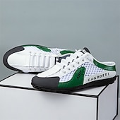 abordables Zapatos Casuales Slip-On-Zapatillas deportivas blancas y azul marino para hombre, zapatos cómodos con cordones para estilos de vida activos, ideales para correr, actividades al aire libre y ropa informal de día.