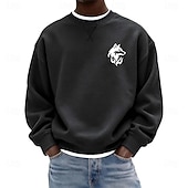 economico Felpe 3D da uomo-Per uomo Grafico Lupo Felpa Manica Lunga Felpe Girocollo Classico Athleisure Quotidiano Casa Autunno Inverno Blu Nero Verde Abbigliamento progettista Stampa Grafica S M L XL 2XL 3XL