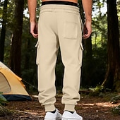 お買い得  貨物-男性用 カーゴパンツ スウェットパンツ ズボン ストレートレッグスウェットパンツ ドローストリング ポケット 弾性ウエスト 平織り 履き心地よい ソフト カジュアル 日常 アウトドア 旅行度假风 ファッション ブルー ホワイト