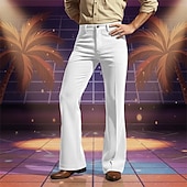 Χαμηλού Κόστους Φωτοβολίδα-Ανδρικά Παντελόνια Παντελόνι επίσημο Κοτλέ παντελόνι Πάτος καμπάνας Φουντωμένο παντελόνι Τσέπη Σκέτο Άνεση Πλήρες μήκος Καθημερινά Επιχείρηση Αργίες Διακοπές Μοντέρνα Λευκό Καφέ Μικροελαστικό