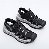 economico sandali da esterno-sandali sportivi beige da uomo: design comodo con rete traspirante, vestibilità regolabile per la spiaggia, le passeggiate e l'estate