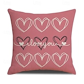 cheap Throw Pillows,Inserts &amp; Covers-Valentine's Day Couple Heart Pillow Cover, Red "LOVE" Letter Print Decorative Cushion, Perfect for Sofa, Living Room, Bedroom, Ideal for Romantic Valentine's Day Home Decor