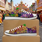 levne Pánské boty-Muži Mardi Gras Karnevalové Tématické Tenisky – Barevný potisk masky na neformální boty pro festivaly průvody a pouliční párty