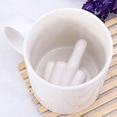 abordables Tazas-Taza de cerámica personalizada para el dedo medio, divertida taza blanca para café, leche, agua, té con asa para fiesta, Día de los Inocentes, interesante taza de cerámica personalizada para el dedo