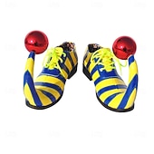 abordables Zapatos de hombre-Zapatos de payaso a rayas de Mardi Gras para hombres rojos y amarillos punta puntiaguda con tacón curvado divertido ajuste cómodo perfectos para carnaval y disfraces de payaso
