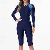tanie Rash guardy One Piece-Damskie Docieplacze Strój kąpielowy One Pieces Niejednolita całość Tropikalny Zapiąć na zamek błyskawiczny Ochrona UV Wysoka elastyczność Długi rękaw Kąpielówki Surfing Nurkowanie Nurkowanie z rurką