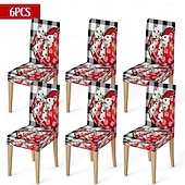 رخيصةأون غطاء كرسي الطعام-غطاء كرسي طعام مطاطي لعيد الحب، بنقشة مربعات الجاموس باللونين الأسود والأبيض مع قلب وقوس على مسند الظهر، غطاء كرسي شتوي قابل للإزالة والغسل للمنزل والمطعم والمطبخ وغرفة المعيشة (1/4/6 قطع)