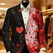 economico Blazer Stampati da Uomo-San Valentino Per uomo Cuore Giacca blazer Cappotto Di tendenza Confortevole Traspirante Artistico Casual Quotidiano Abbigliamento da sera Festival Stampa 3D Bottoni Multi-tasche Tutte le stagioni