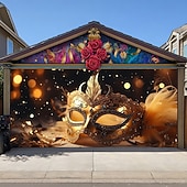 economico Striscioni per Garage e Porte-Martedì grasso Copertura per porta del garage Grande appeso Maschera Piume Lusso 3D Da serata All'aperto Sfondi di ripresa Porta d'ingresso Stile Carnevale di Venezia Arredamento per la casa