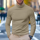 levne základní trička-Pánské Tričko Top Tričko s dlouhým rukávem Falešný rolák Dlouhý rukáv Rolák Hromadu krku Zima Jaro &amp; podzim Pevná barva Denní Na běžné nošení Pouliční styl Se stojáčkem Formální Venkovní ulice Světle