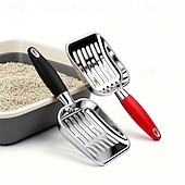 economico Prodotti per la pulizia-paletta per lettiera per gatti in acciaio inossidabile, pala metallica multifunzionale con fori fini per agglomerazione &amp;lettiera per gatti in tofu, grande strumento di pulizia cavo per gatti