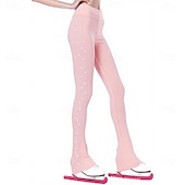 economico Pantaloni e Leggings da Pattinaggio Artistico-pantaloni da pattinaggio artistico da donna e da ragazza, pantaloni da pattinaggio sul ghiaccio, neri, elastici, abbigliamento da pattinaggio per gare di allenamento, termici, caldi, con