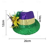 tanie Kapelusz Fedora-Męskie Kapelusz imprezowy Dziki rondo kapelusz Zielony Poliester Cekiny Urlop Moda Impreza Na zewnątrz Streetwear Karnawał Kwiaty Kolorowy blok Filtr przeciwsłoneczny Oddychalność