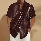 ieftine Model Geometric-Bărbați Geometric Gradiant Artă abstractă Cămașă Cămașă de vară Camașă cu nasturi Manșon scurt Moda Casual În aer liber Vacanță Zilnice Vară Primăvară Răsfrânt Imprimare 3D cămăși cu guler Un buzunar