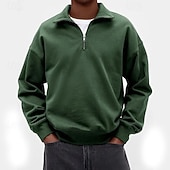 cheap Basic Sweatshirts-Men's Sweatshirt Pullover Hoodie Sweatshirt Quarter Zip Sweatshirt White Purple Standing Collar Plain Quarter Zip Casual Daily Sports &amp; Outdoor Streetwear Cool Sportswear Spring &amp;  Fall Clothing