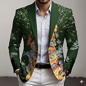 economico Blazer Stampati da Uomo-Per uomo Farfalla Giacca blazer Cappotto Confortevole Traspirante Artistico Casual Casuale Quotidiano Feste Tasca Stampa 3D Bottoni Tutte le stagioni Dentellato Manica Lunga Blu Nero Rosso