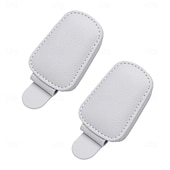 billiga Förvaring-2 st magnetiska solskyddsglasögonhållare i PU-läder med kortplats - enhandsmanövrering, lämplig för förarsidans interiörtillbehör, grå &amp;svart enkelt snäppfäste med ett klick