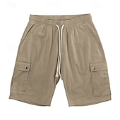 preiswerte Urlaub-Herren Shorts Leinenshorts Sommershorts Strandshorts Kordelzug Elastischer Bund Einfach Komfort Atmungsaktiv Knielang Täglich Outdoor Strand Urlaub Mode Blau Schwarz Unelastisch